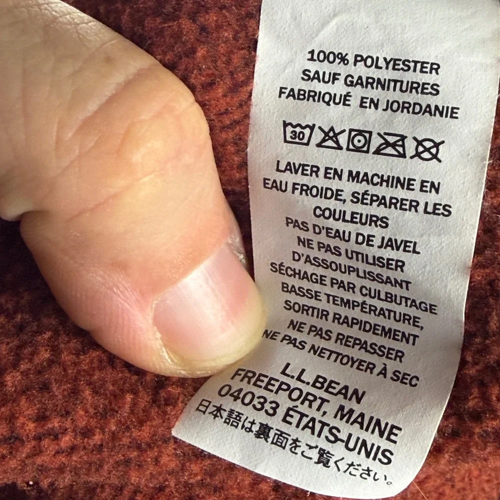 LL Bean Fleece Shacket Mens M Burgundy Reinforced Elbow Patches Shirt Jacket EUC